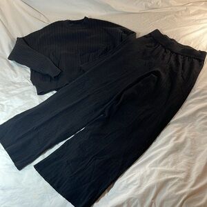Abercrombie & Fitch Charcoal Ribbed Knit Loungewear set